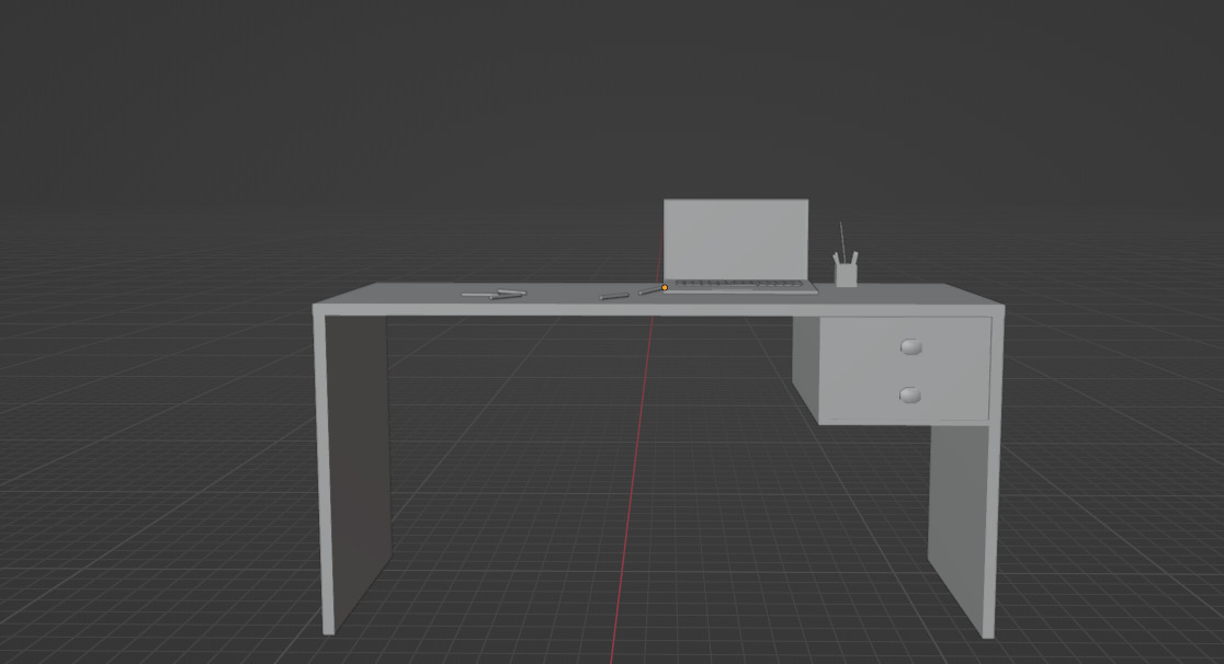 Realistic Low Poly Office Desk Scene with laptop Free low-poly 3D model_2