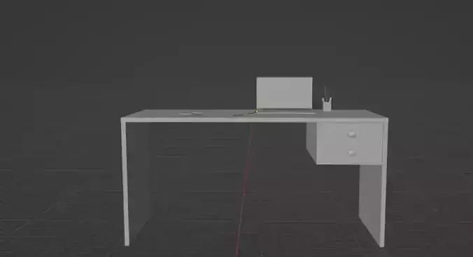Realistic Low Poly Office Desk Scene with laptop