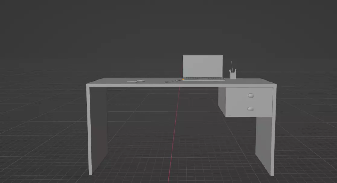 Realistic Low Poly Office Desk Scene with laptop Free low-poly 3D model_0