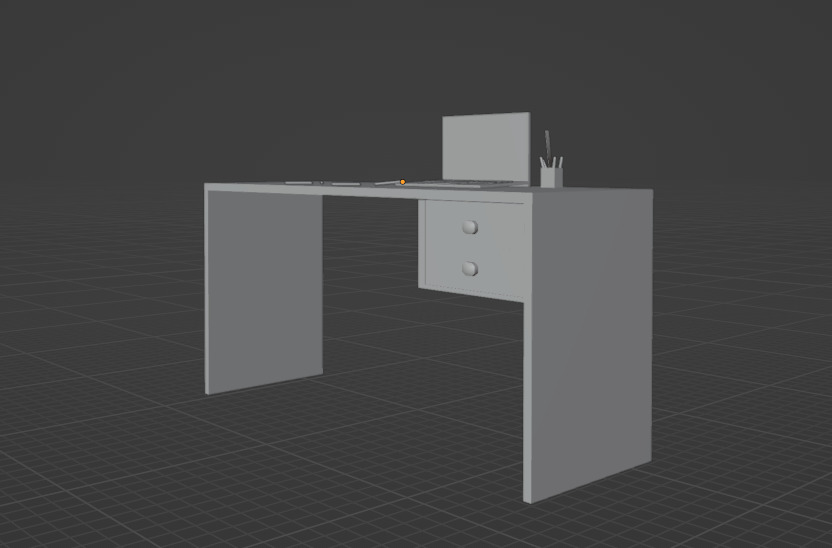 Realistic Low Poly Office Desk Scene with laptop Free low-poly 3D model_3