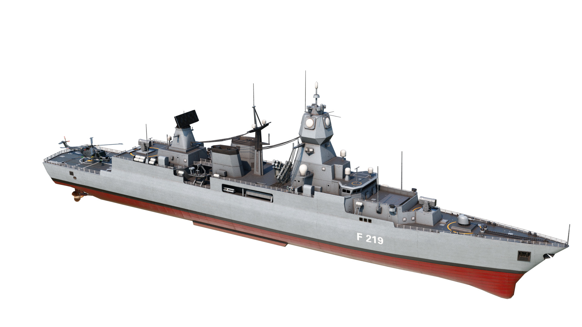 German navy F124 Sachsen-class frigate Low-poly 3D model_3