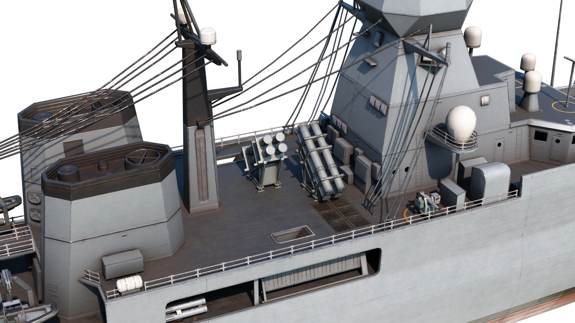 German navy F124 Sachsen-class frigate Low-poly 3D model_8