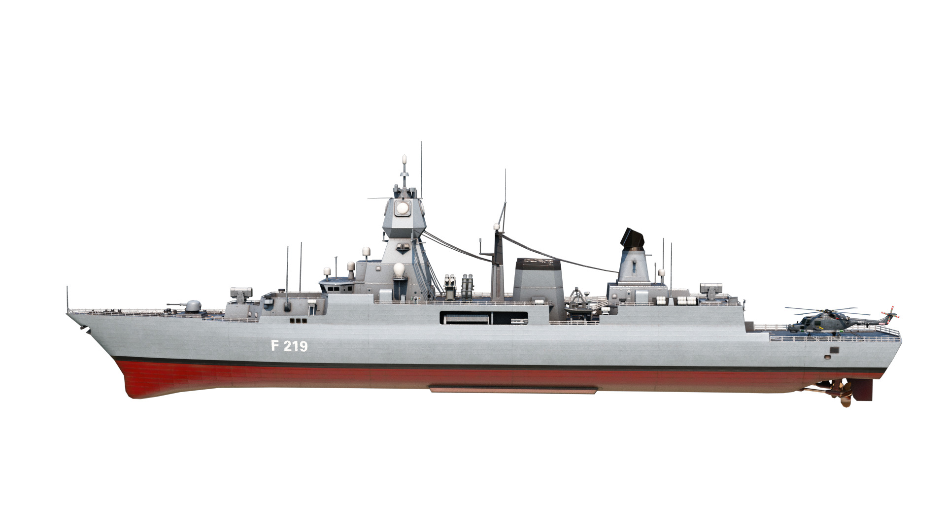 German navy F124 Sachsen-class frigate Low-poly 3D model_6