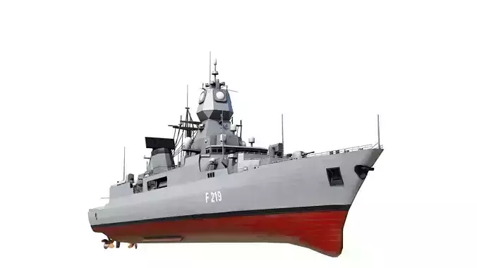 German navy F124 Sachsen-class frigate Low-poly 3D model
