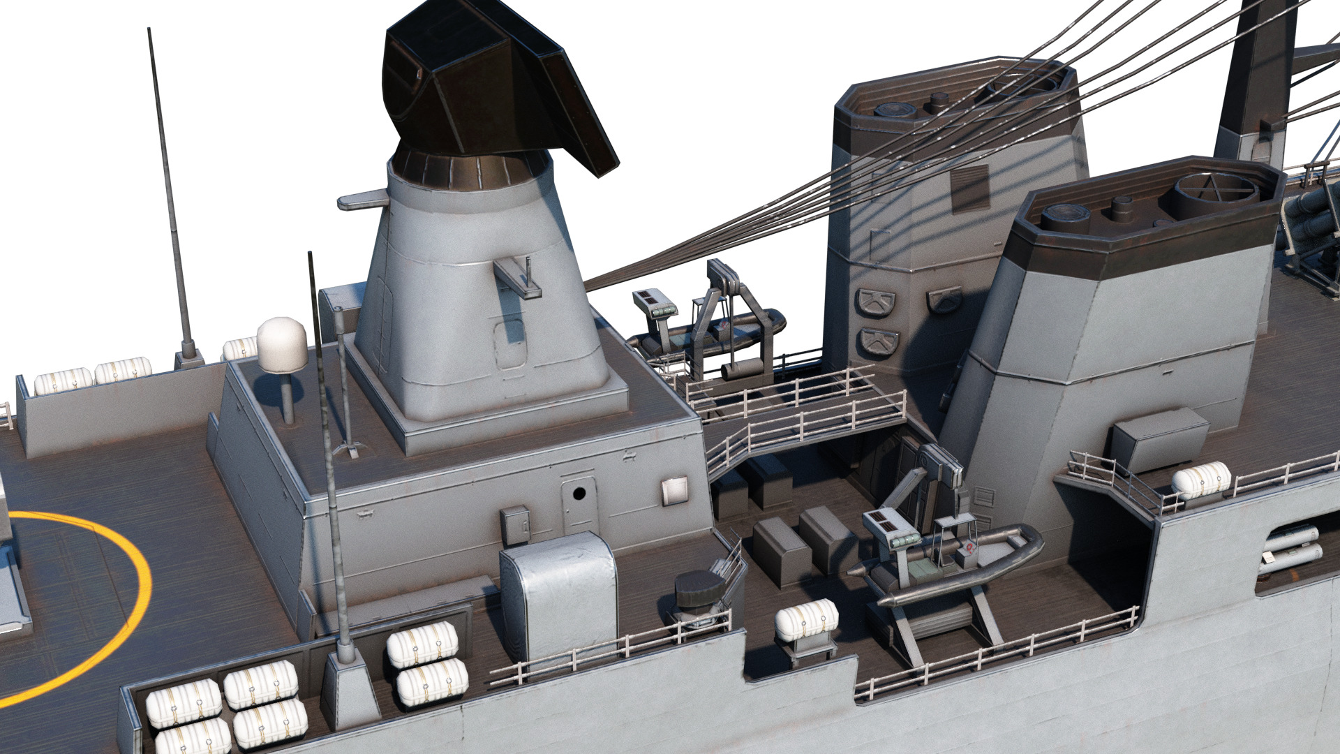 German navy F124 Sachsen-class frigate Low-poly 3D model_16