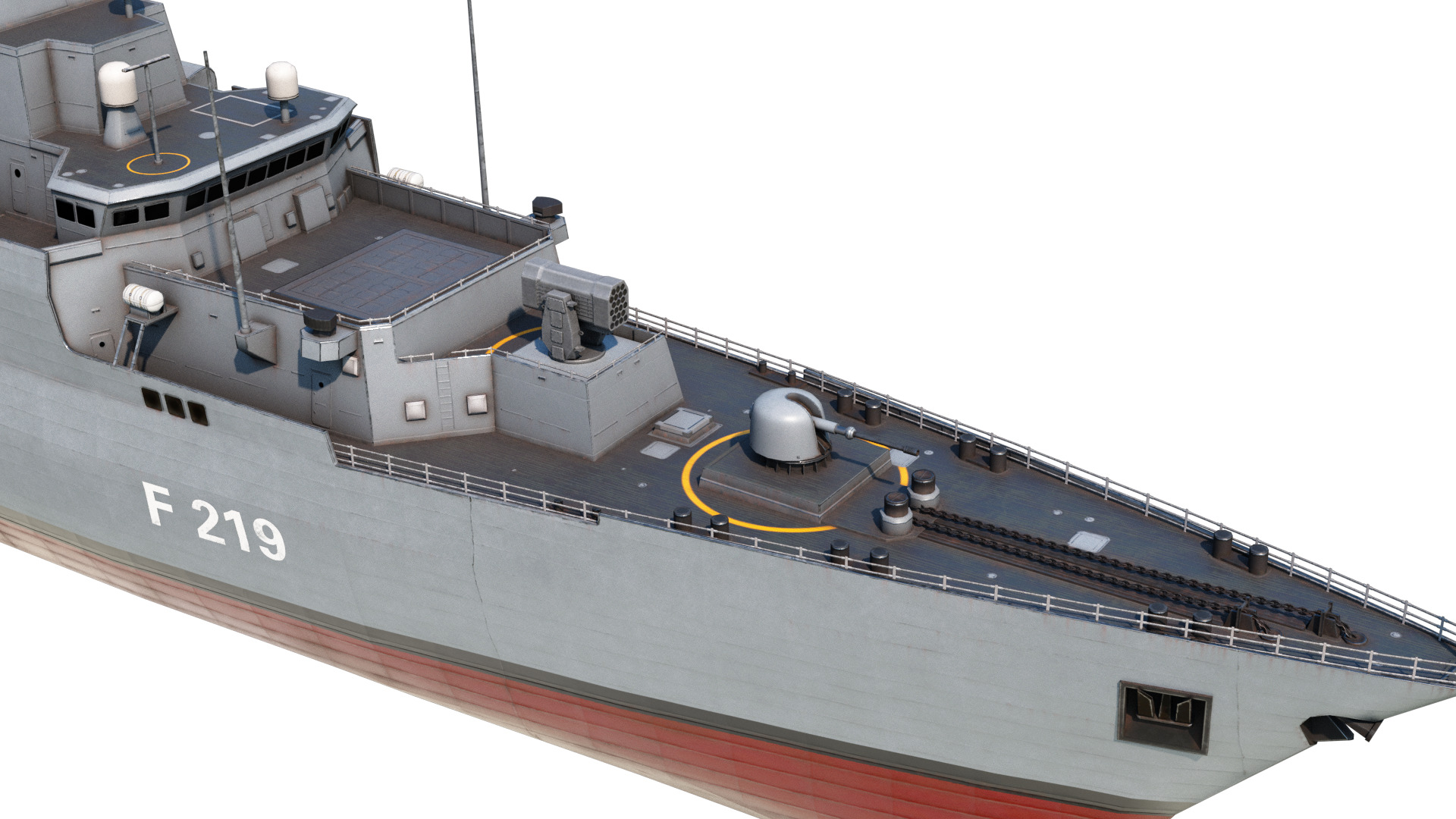 German navy F124 Sachsen-class frigate Low-poly 3D model_7