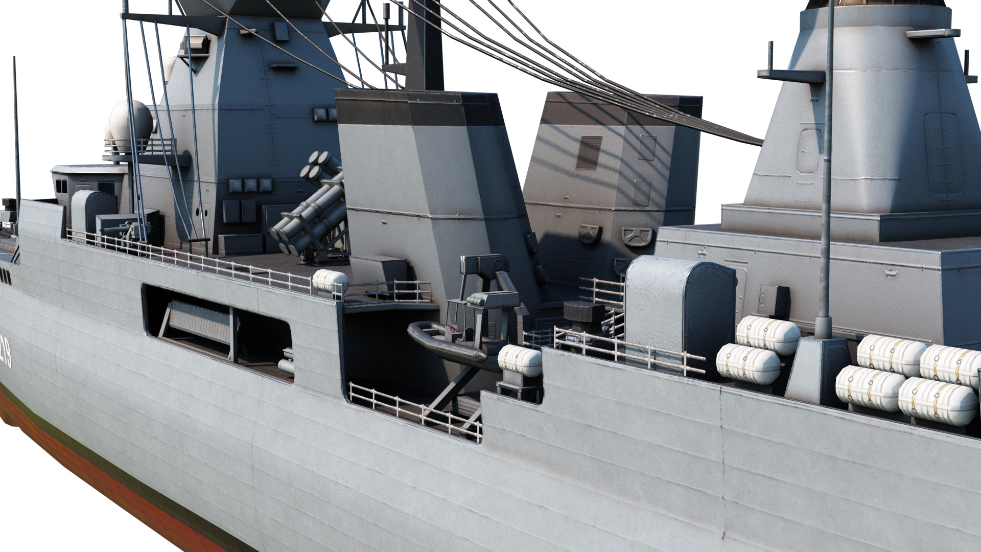 German navy F124 Sachsen-class frigate Low-poly 3D model_13