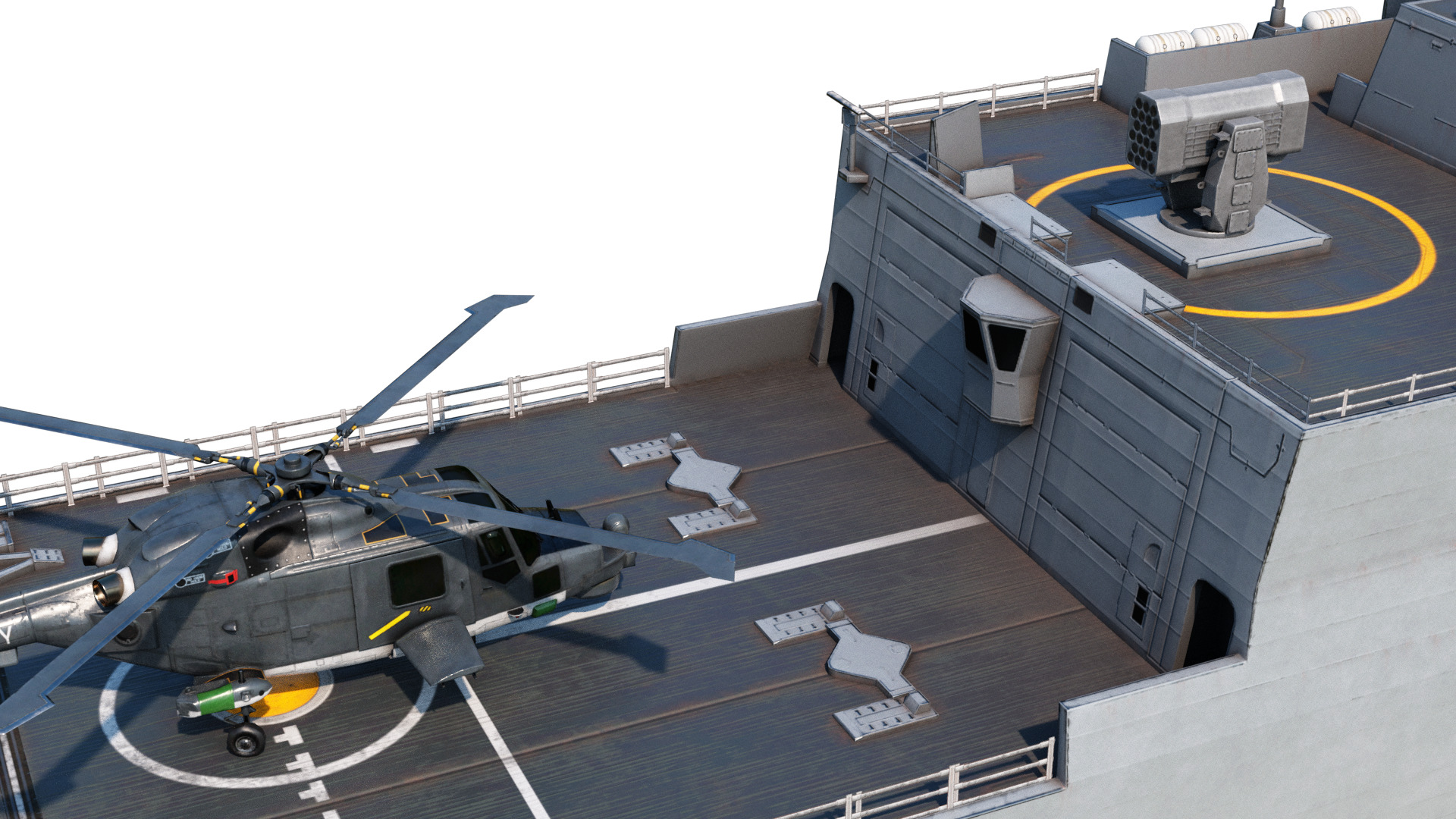 German navy F124 Sachsen-class frigate Low-poly 3D model_9