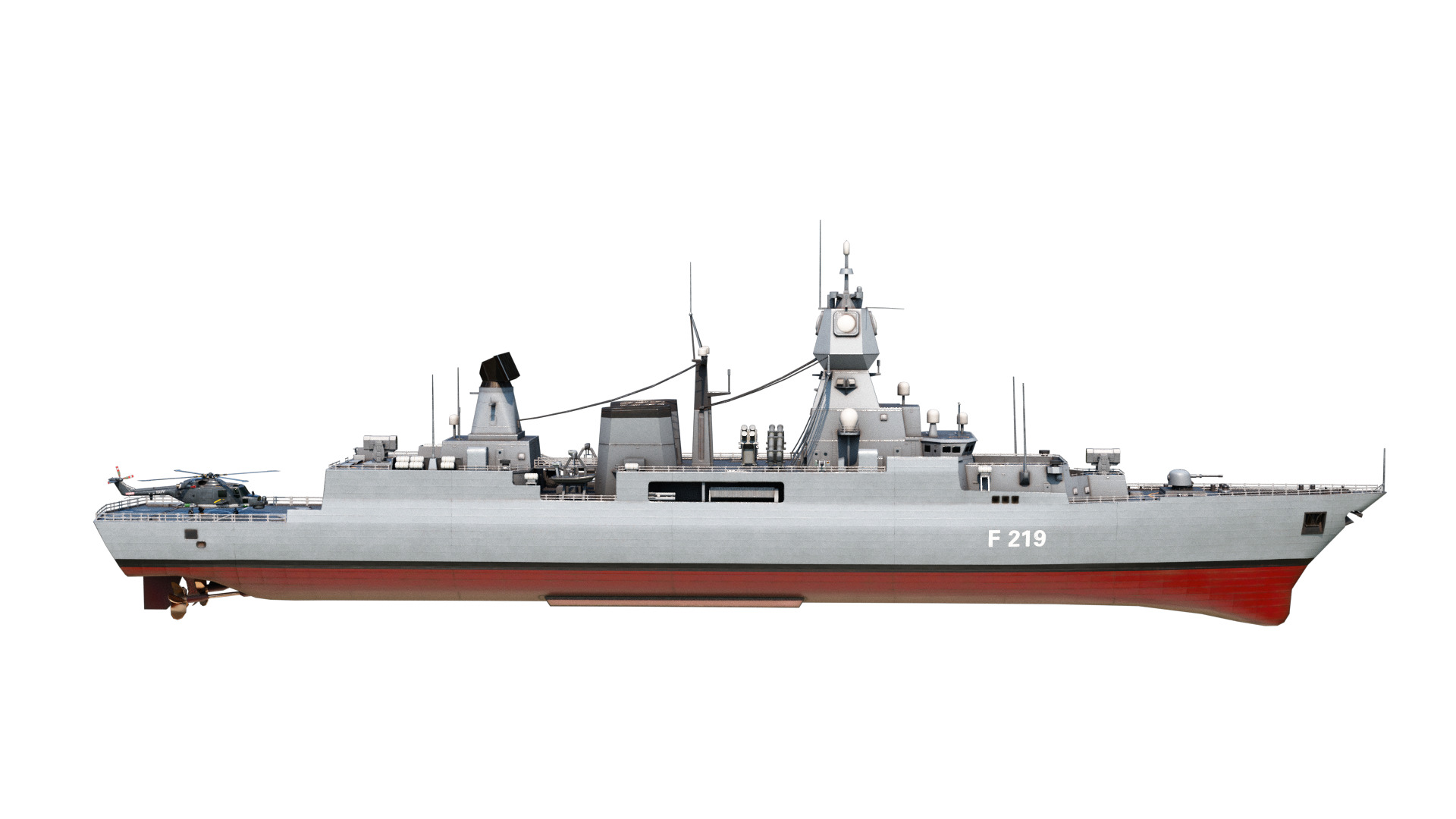 German navy F124 Sachsen-class frigate Low-poly 3D model_5