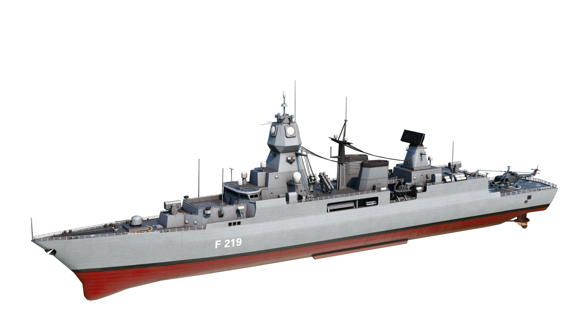 German navy F124 Sachsen-class frigate Low-poly 3D model_1