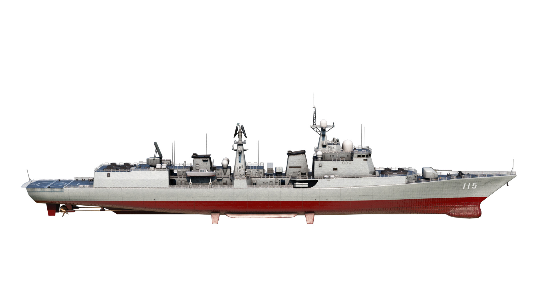 Chinese Navy Type 051C Destroyer PLAN Luzhou-class destroyer Low-poly 3D model_5