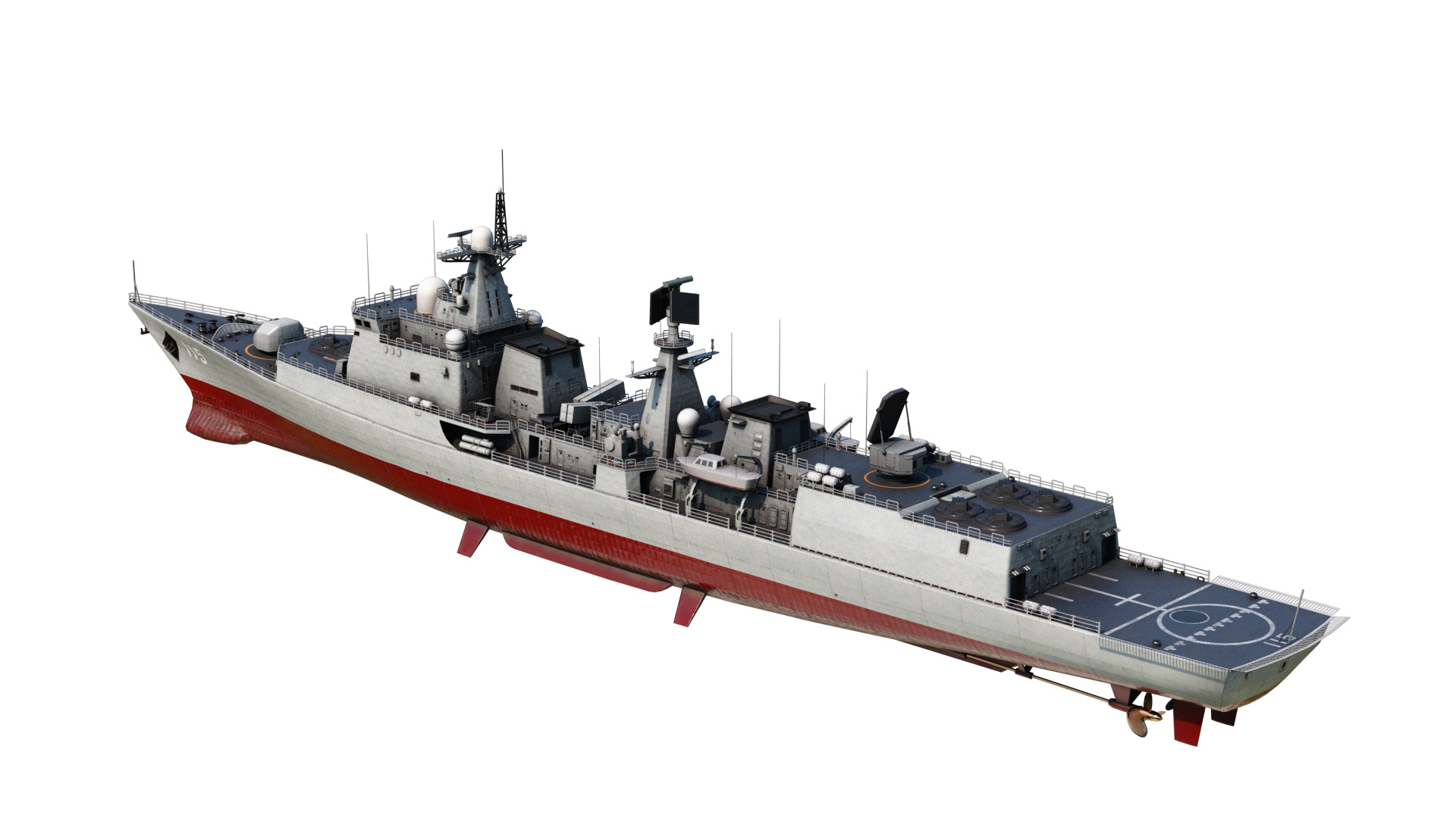 Chinese Navy Type 051C Destroyer PLAN Luzhou-class destroyer Low-poly 3D model_2
