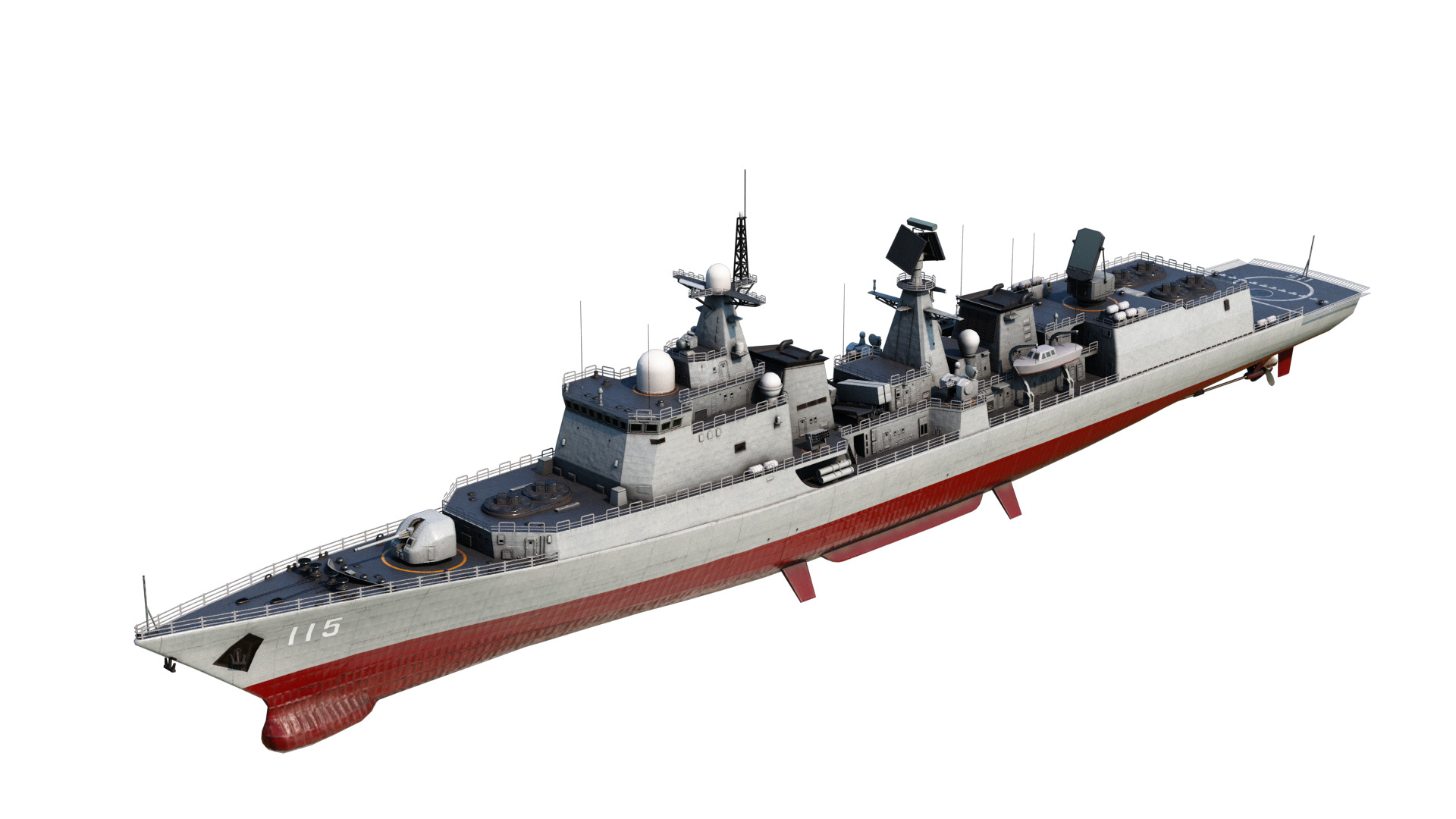 Chinese Navy Type 051C Destroyer PLAN Luzhou-class destroyer Low-poly 3D model_1
