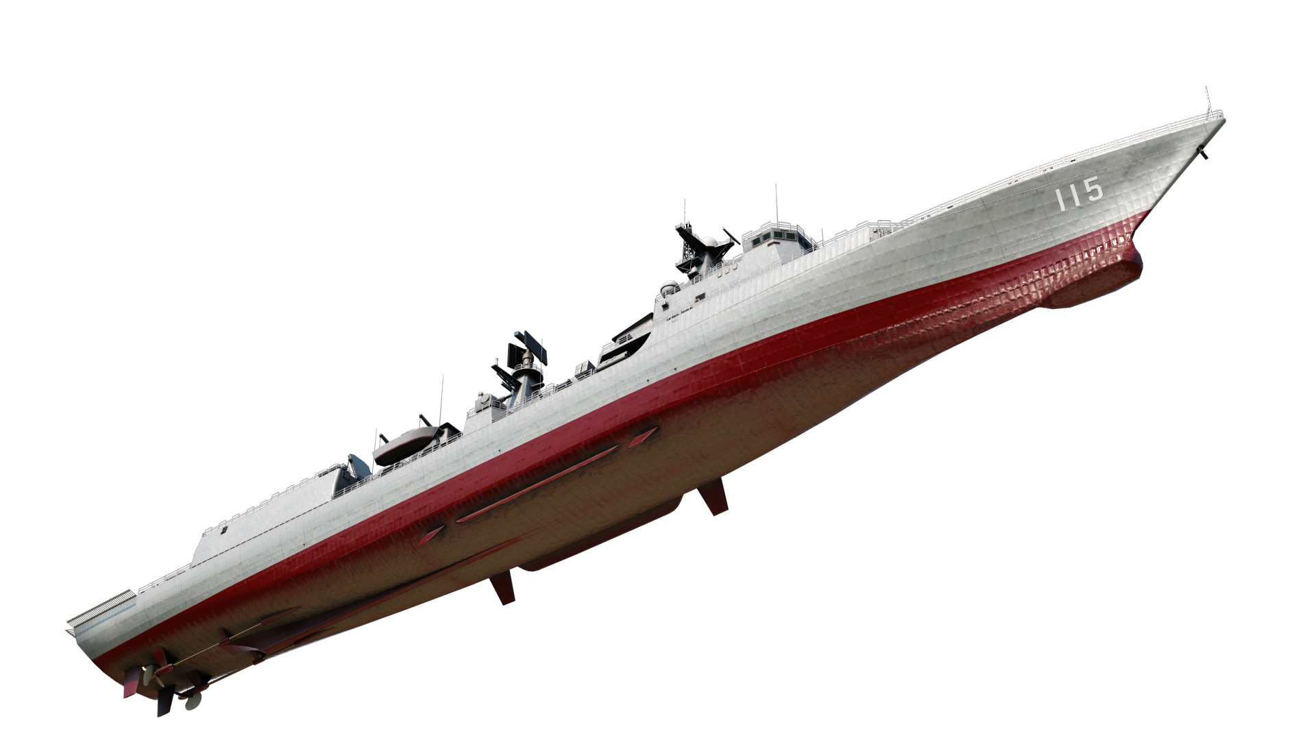 Chinese Navy Type 051C Destroyer PLAN Luzhou-class destroyer Low-poly 3D model_11