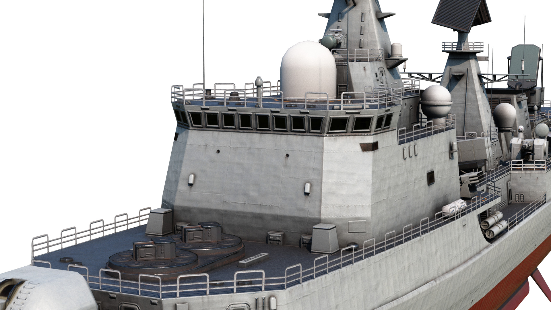 Chinese Navy Type 051C Destroyer PLAN Luzhou-class destroyer Low-poly 3D model_13