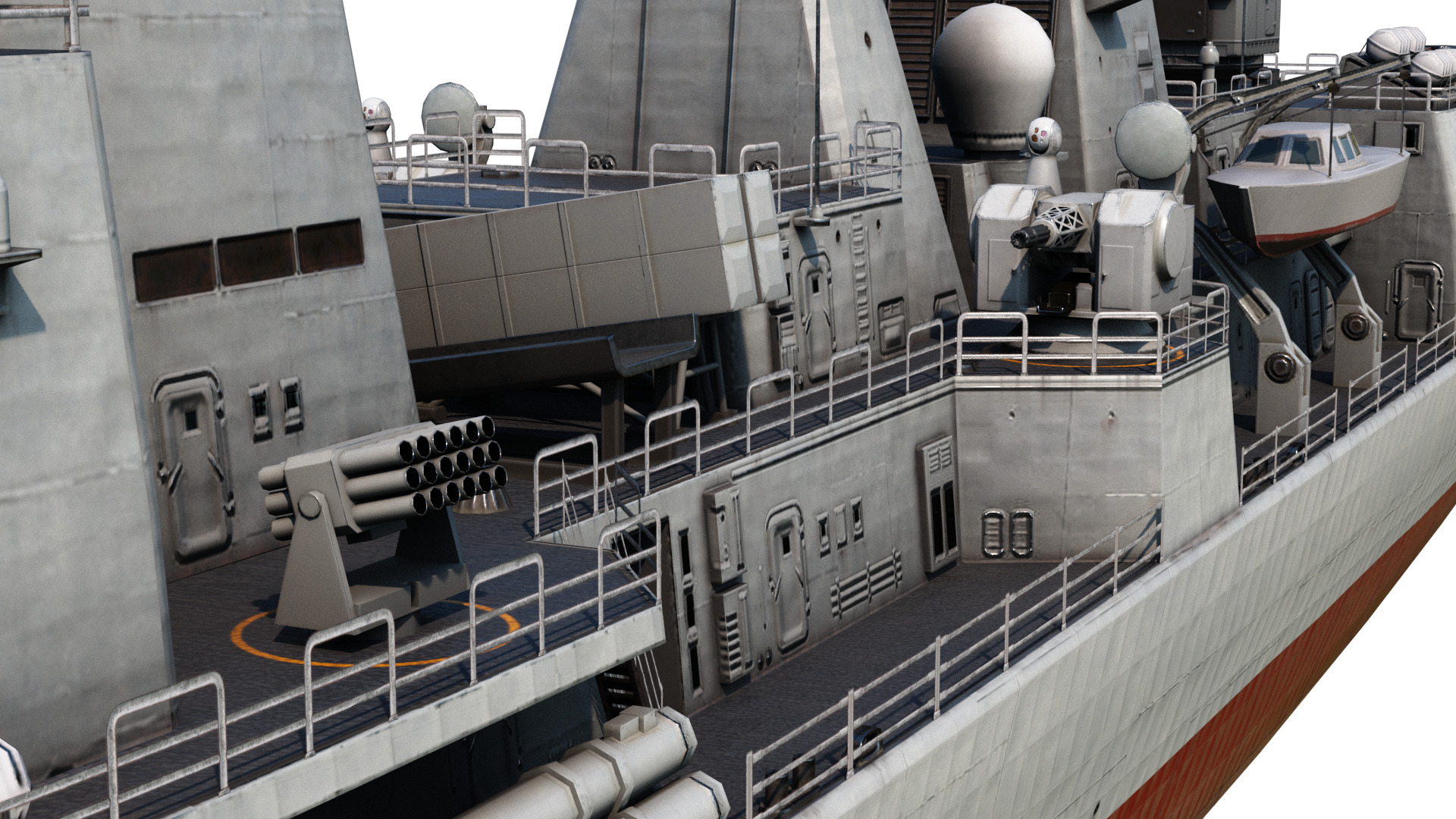 Chinese Navy Type 051C Destroyer PLAN Luzhou-class destroyer Low-poly 3D model_14