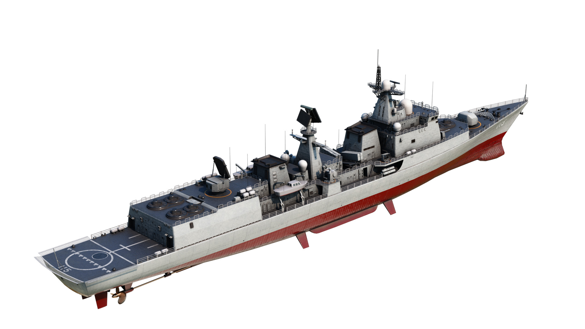 Chinese Navy Type 051C Destroyer PLAN Luzhou-class destroyer Low-poly 3D model_3