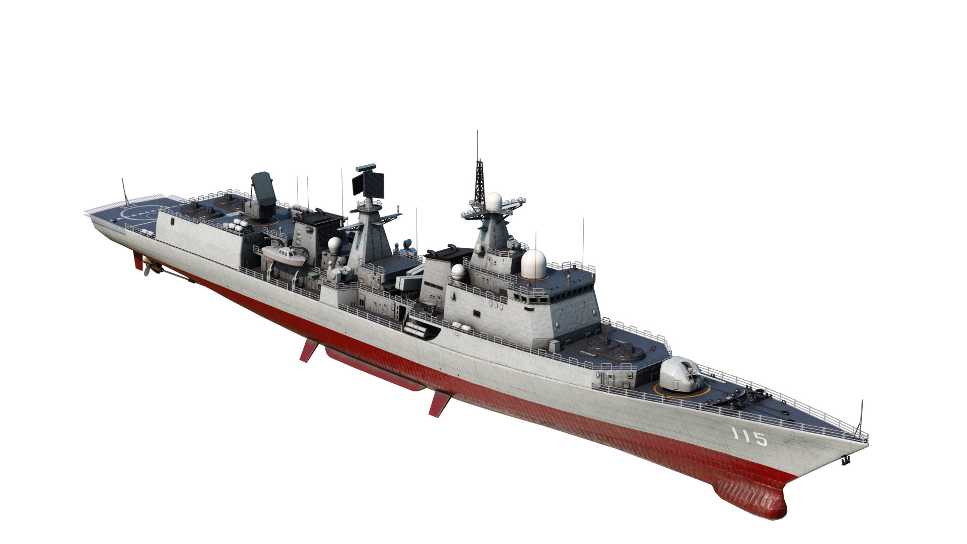 Chinese Navy Type 051C Destroyer PLAN Luzhou-class destroyer Low-poly 3D model_4
