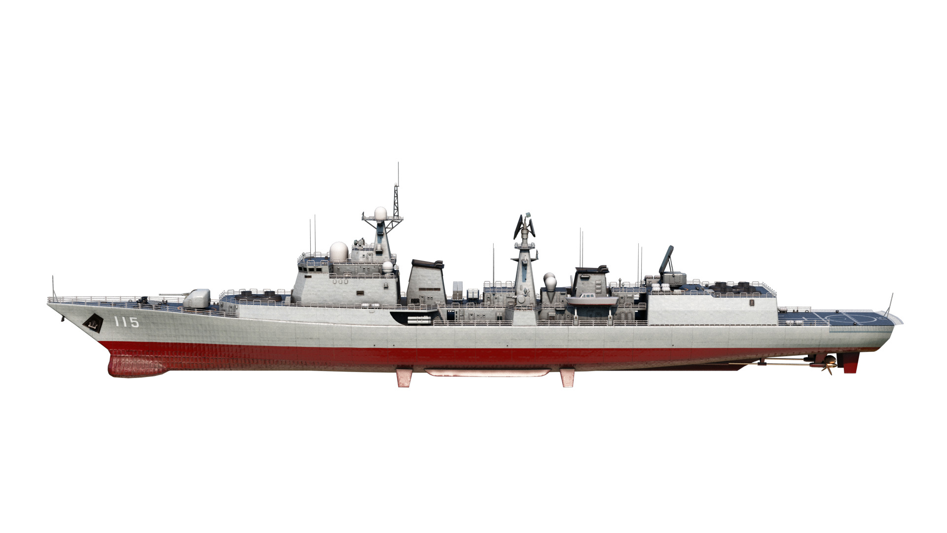 Chinese Navy Type 051C Destroyer PLAN Luzhou-class destroyer Low-poly 3D model_6
