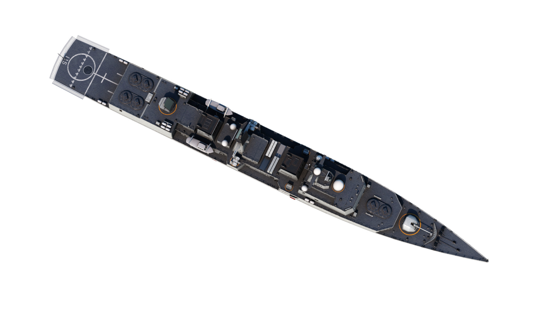 Chinese Navy Type 051C Destroyer PLAN Luzhou-class destroyer Low-poly 3D model_12