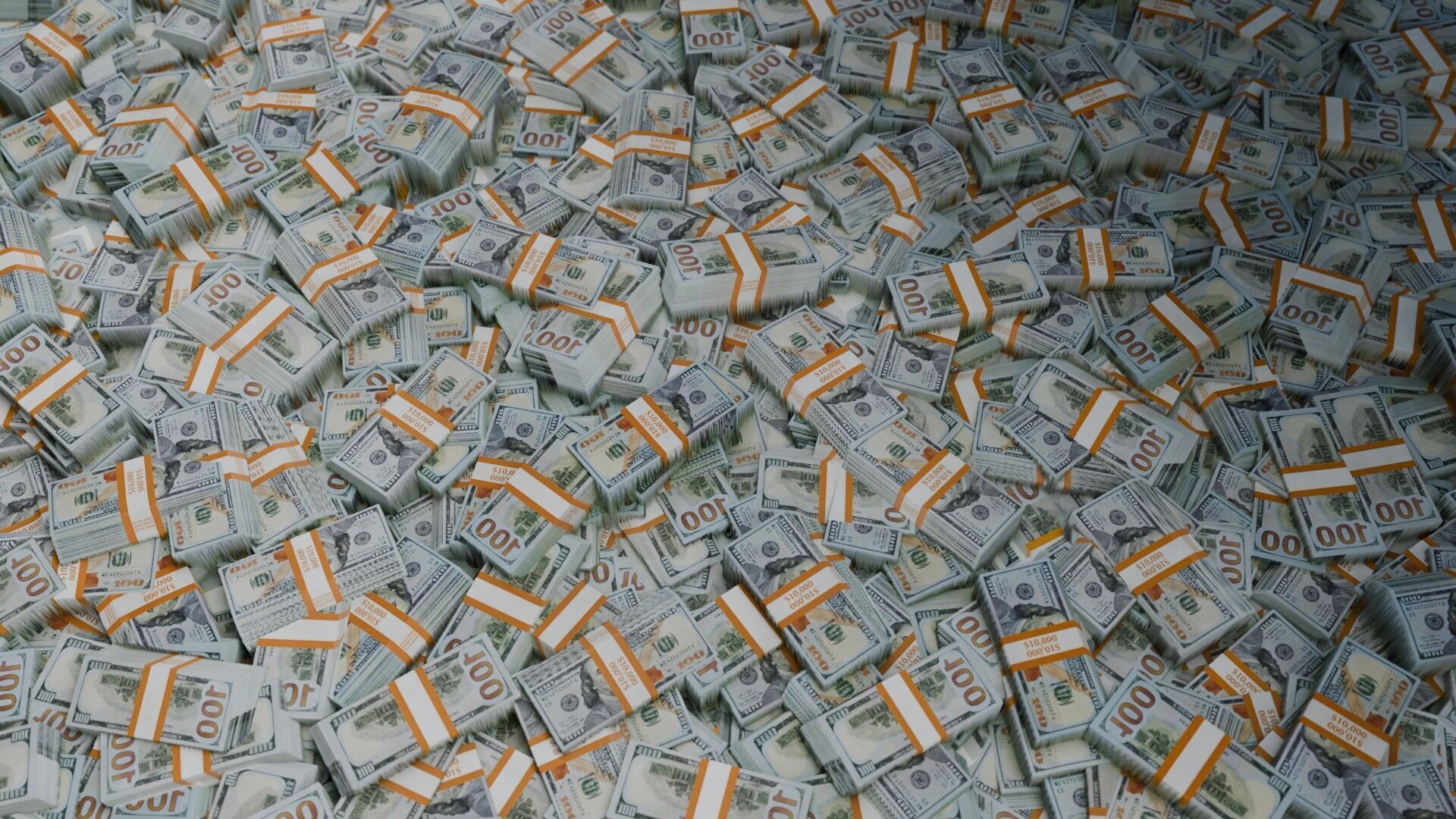 US 100 Dollar Pile Seamless PBR Material Texture_2