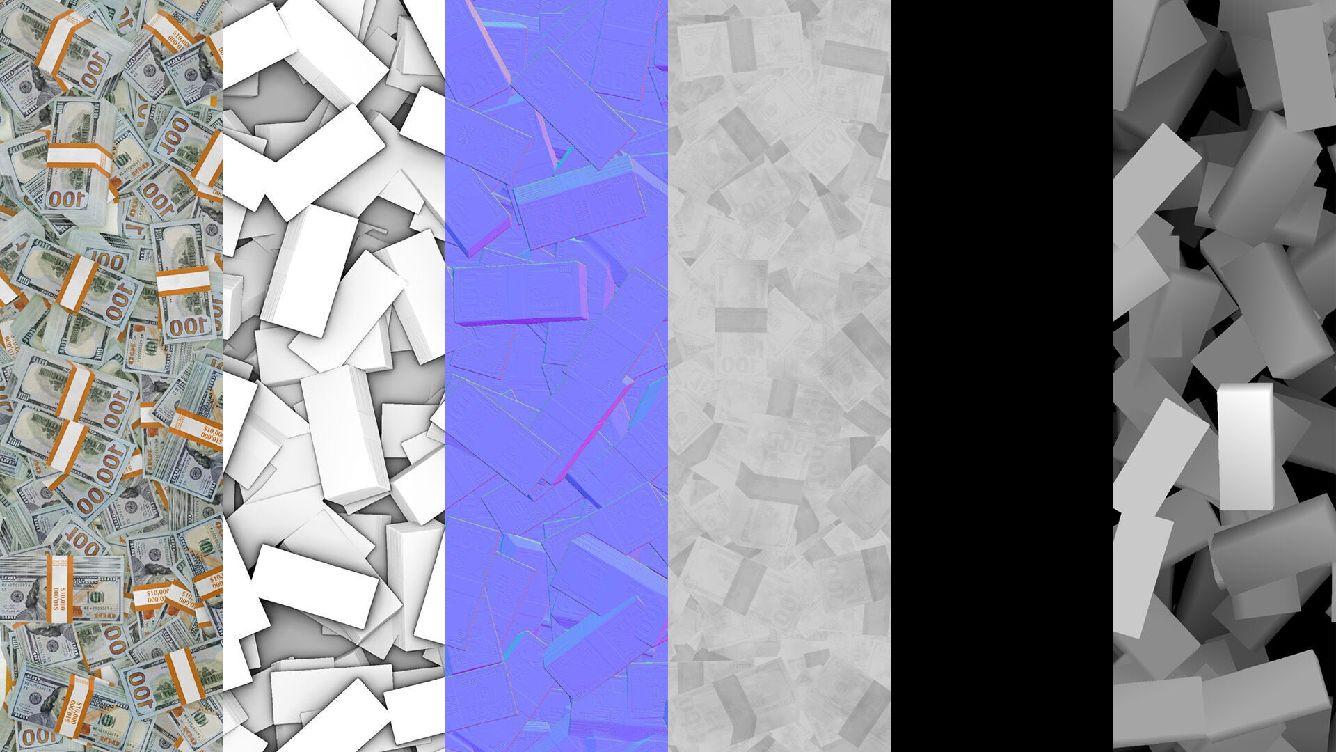 US 100 Dollar Pile Seamless PBR Material Texture_3