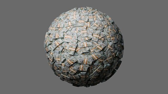 US 100 Dollar Pile Seamless PBR Material Texture