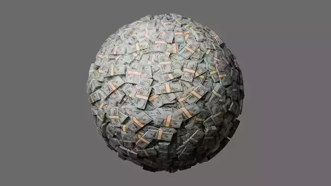 US 100 Dollar Pile Seamless PBR Material Texture