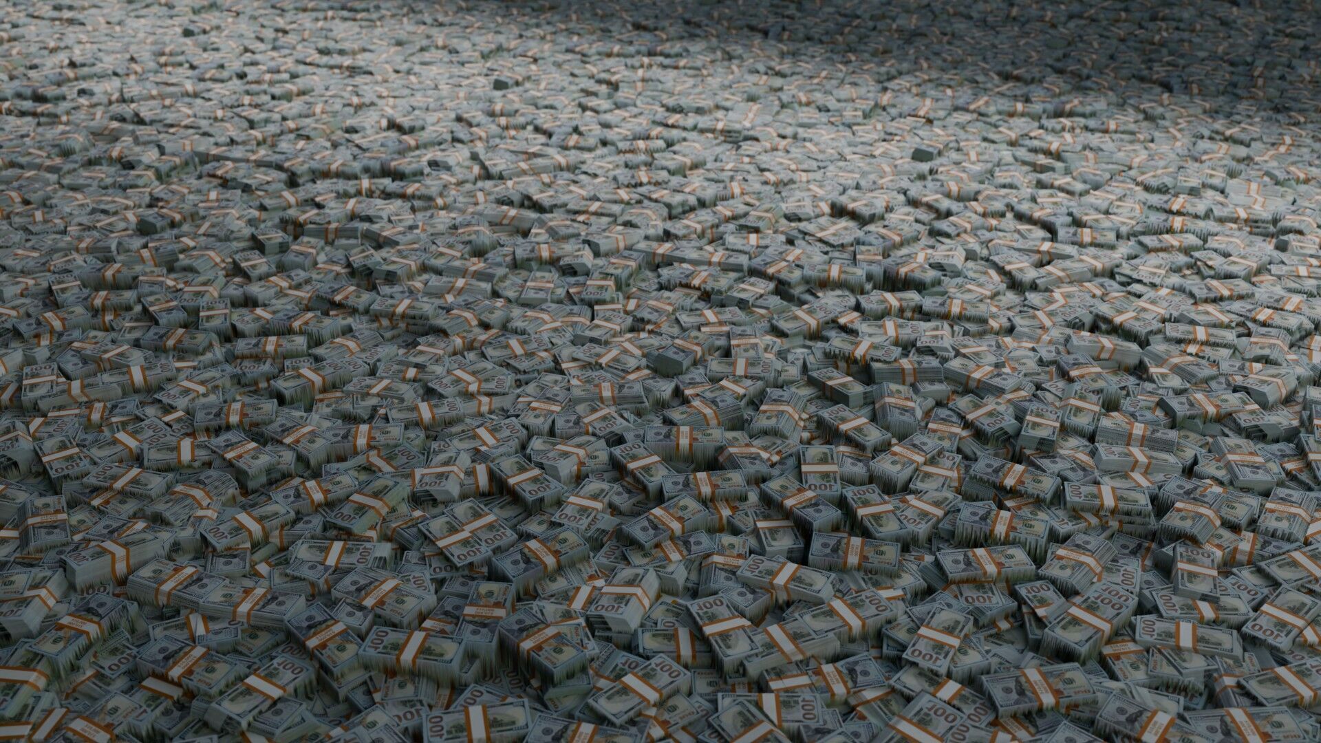 US 100 Dollar Pile Seamless PBR Material Texture_1
