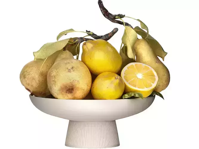 bowl of pears and lemons fruits