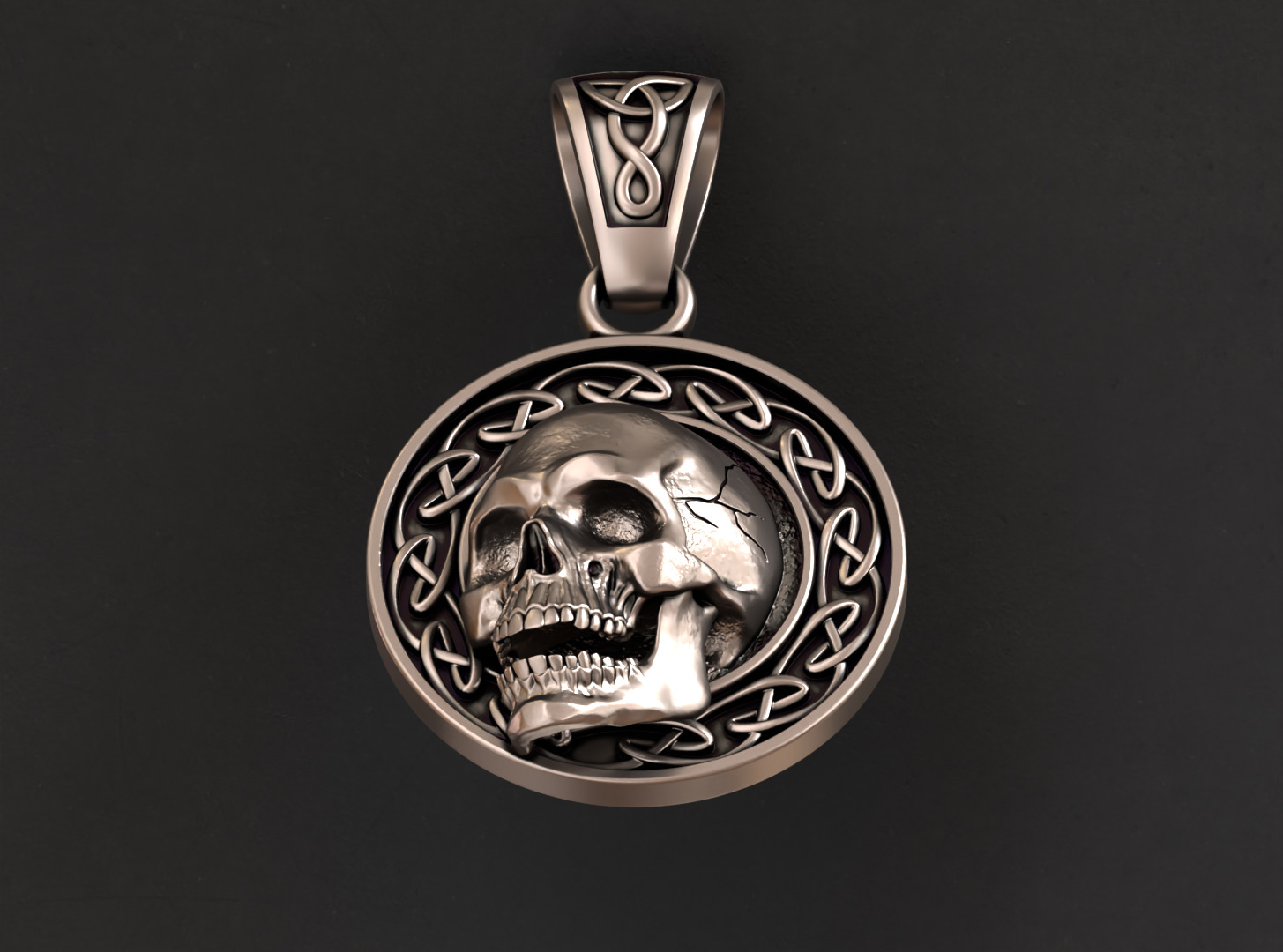 Celtic skull pendant 3D print model_2
