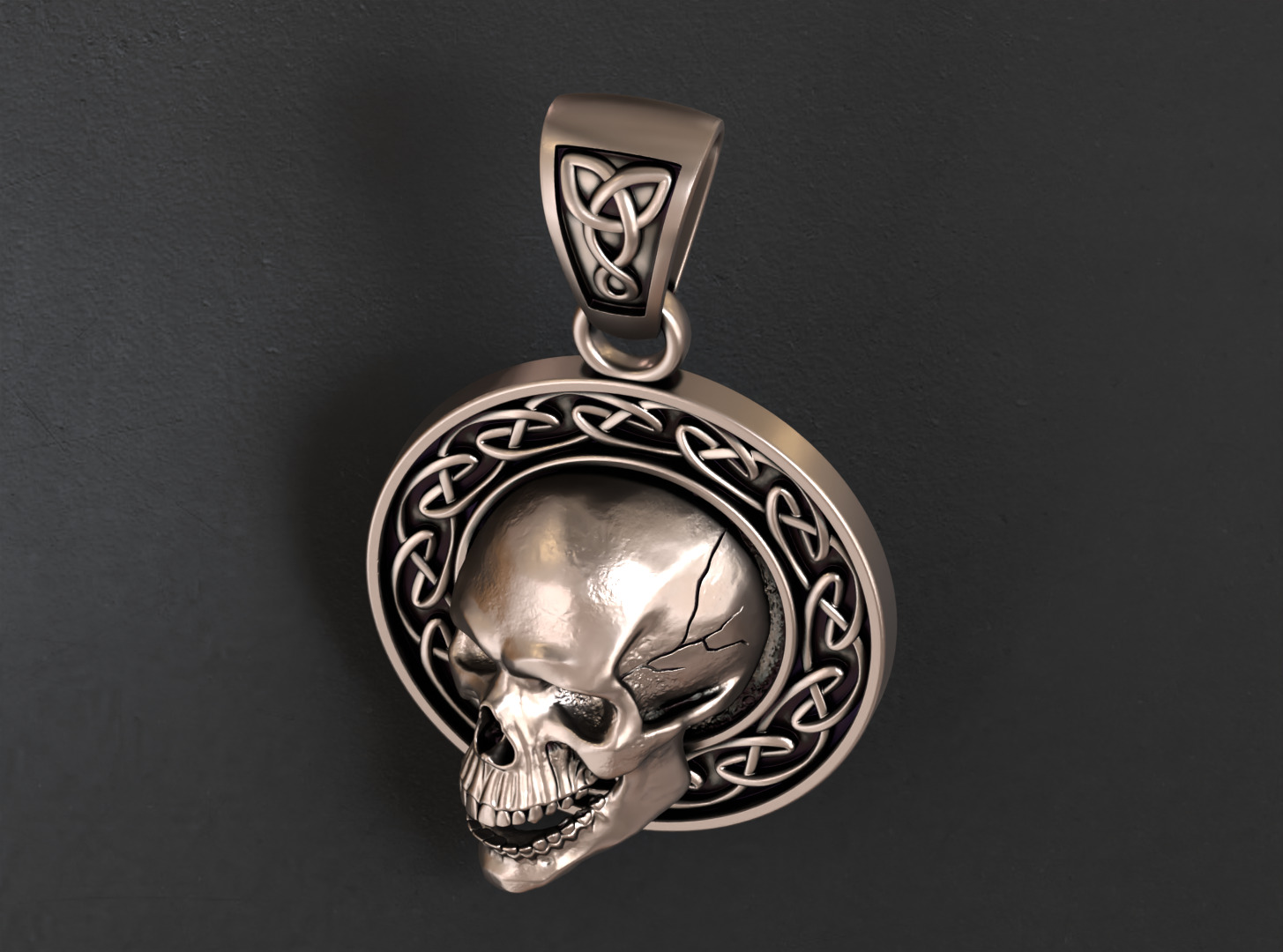 Celtic skull pendant 3D print model_3