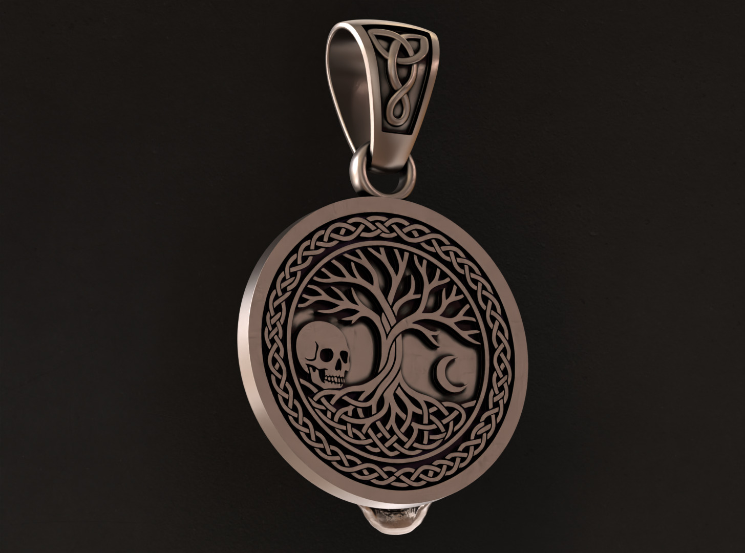 Celtic skull pendant 3D print model_4