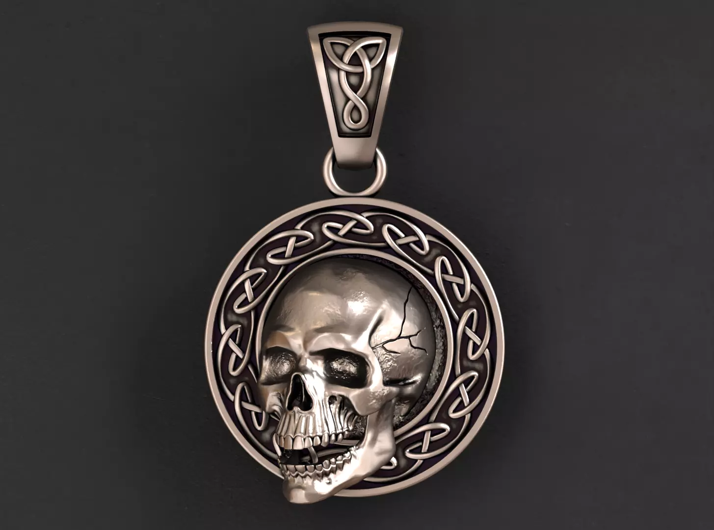 Celtic skull pendant 3D print model_0