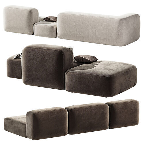 Ribbl 3 raund Sofa 3D model 5