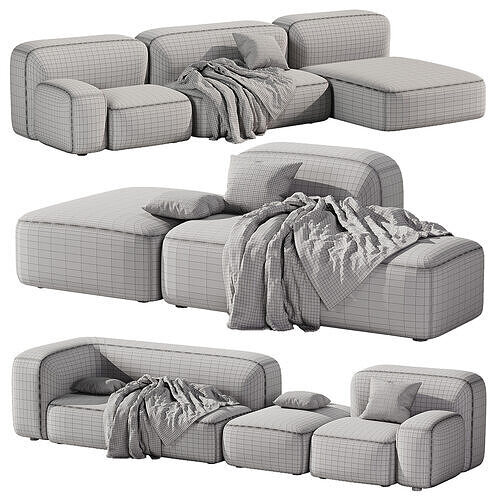 Ribbl 3 raund Sofa 3D model 6