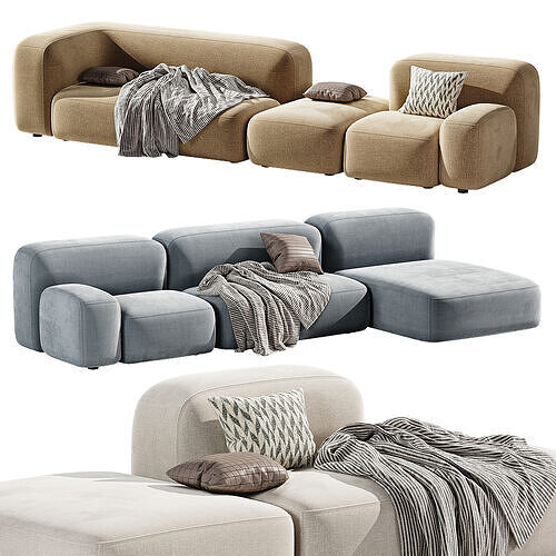 Ribbl 3 raund Sofa 3D model 3