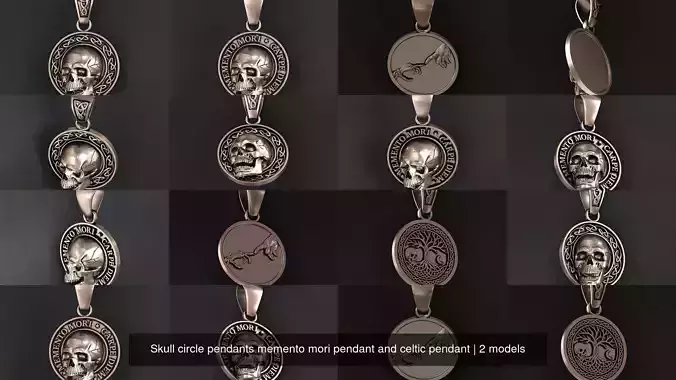 Skull circle pendants memento mori pendant and celtic pendant