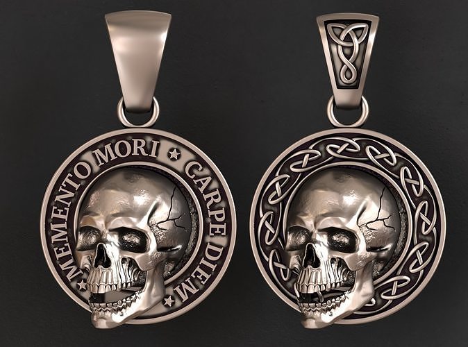 Skull circle pendants memento mori pendant and celtic pendant 3D Model Collection