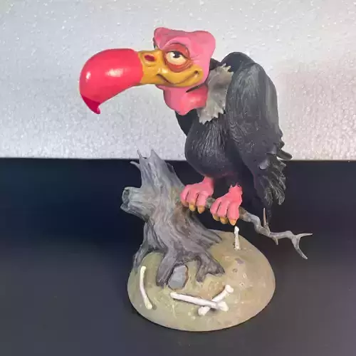 Whimsical Vulture on Tree Stylized Cartoon Buzzard STL
