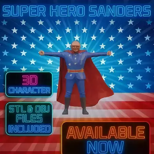 Super Sanders Legendary Hero of the People 3D Model T-Pose Ready
