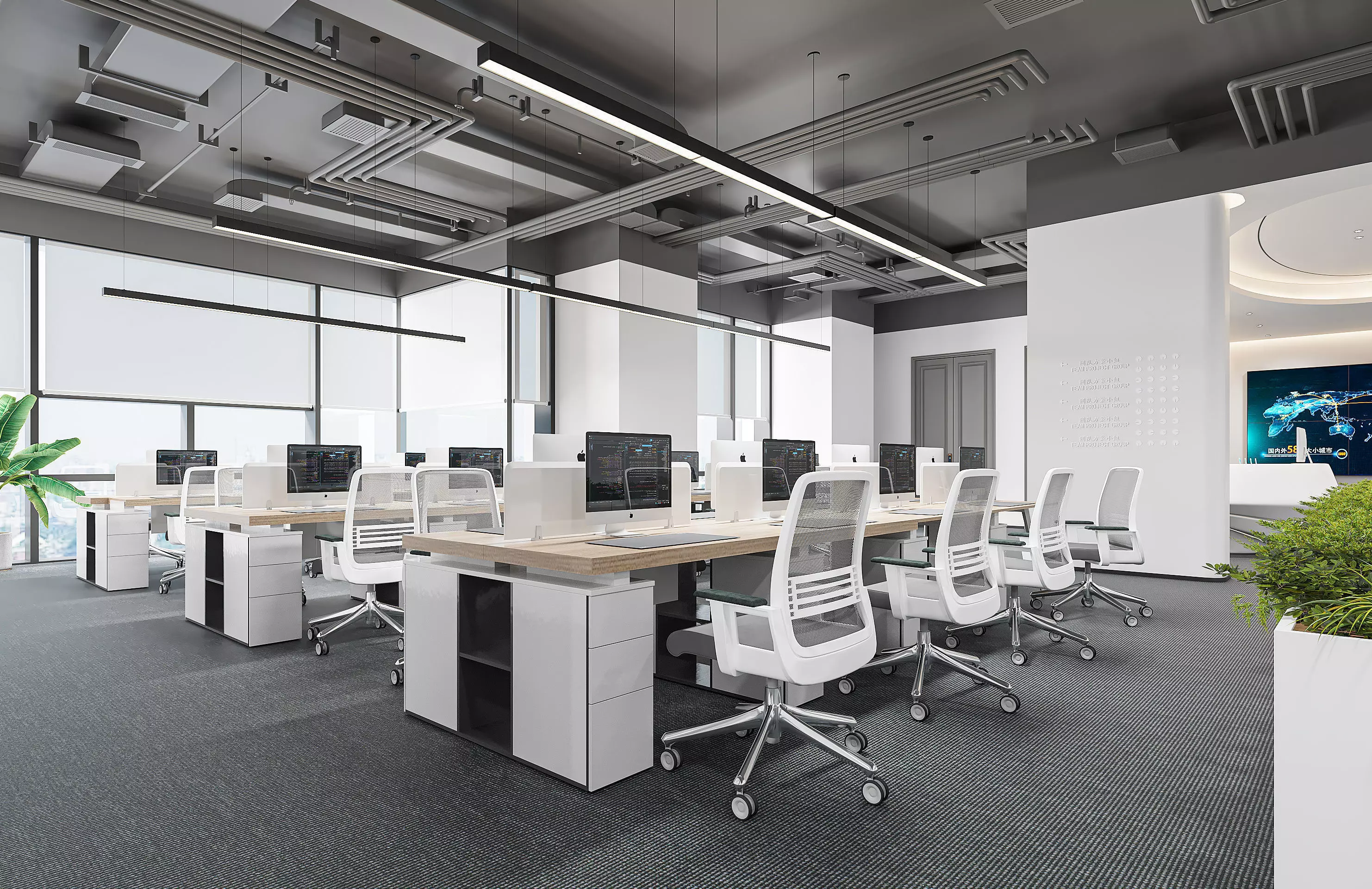 Office interior scene 04 3D model_0