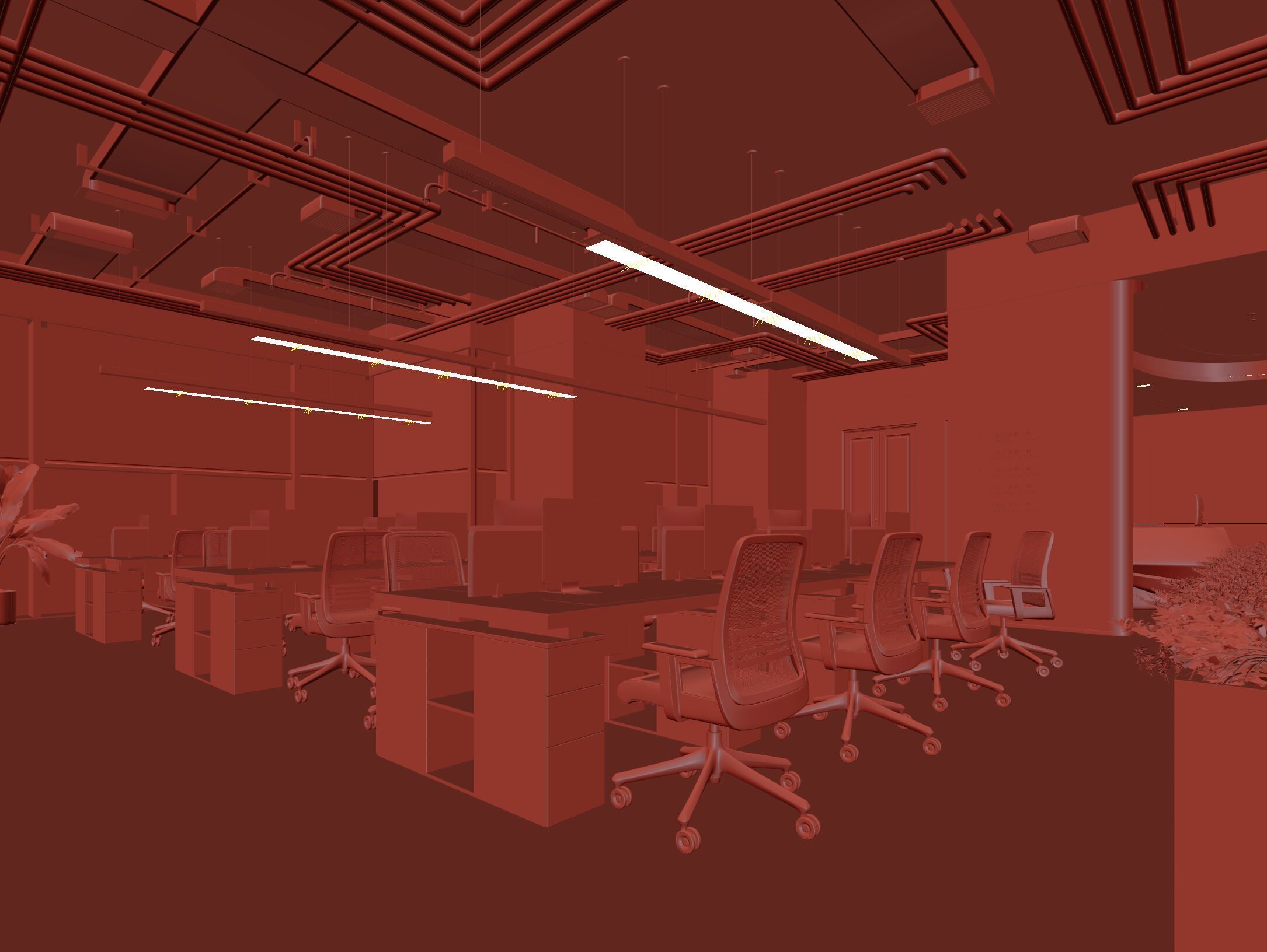 Office interior scene 04 3D model_2
