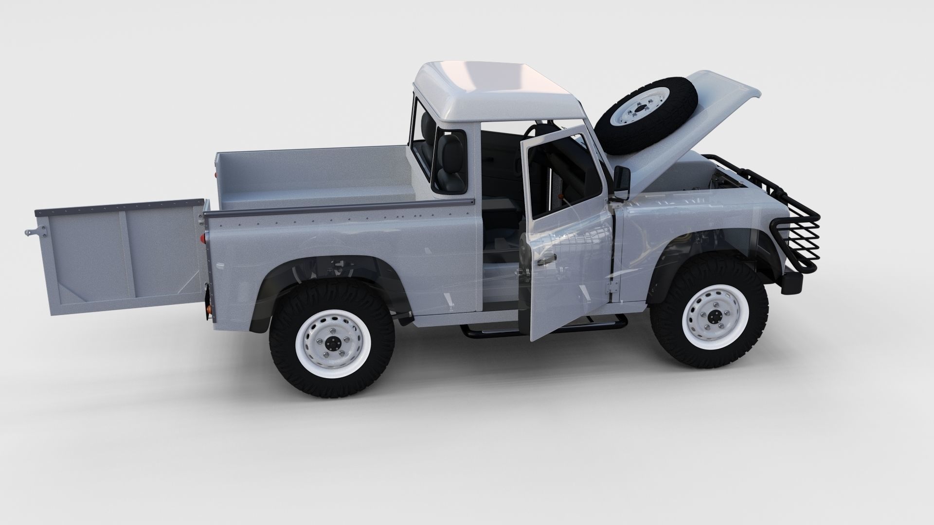 Full Land Rover Defender 90 Pick Up Seethrough 3D model_37