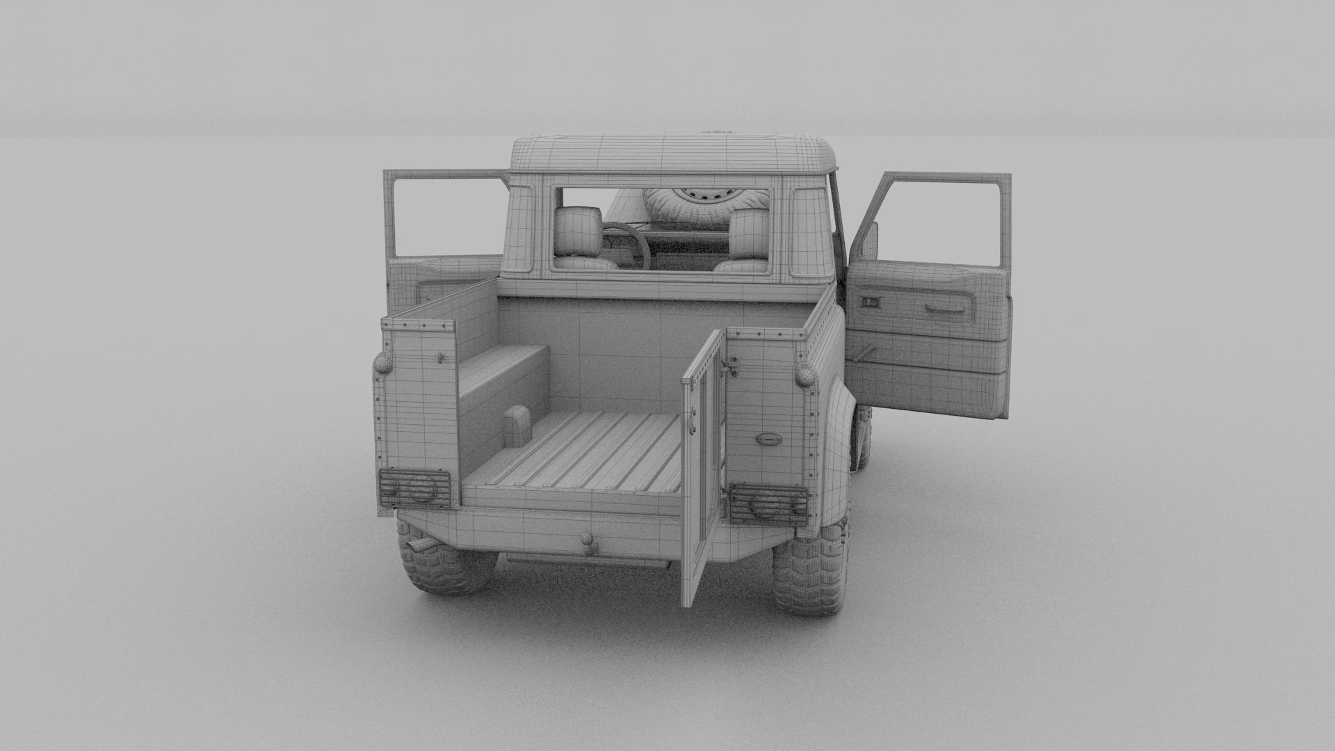 Full Land Rover Defender 90 Pick Up Seethrough 3D model_49