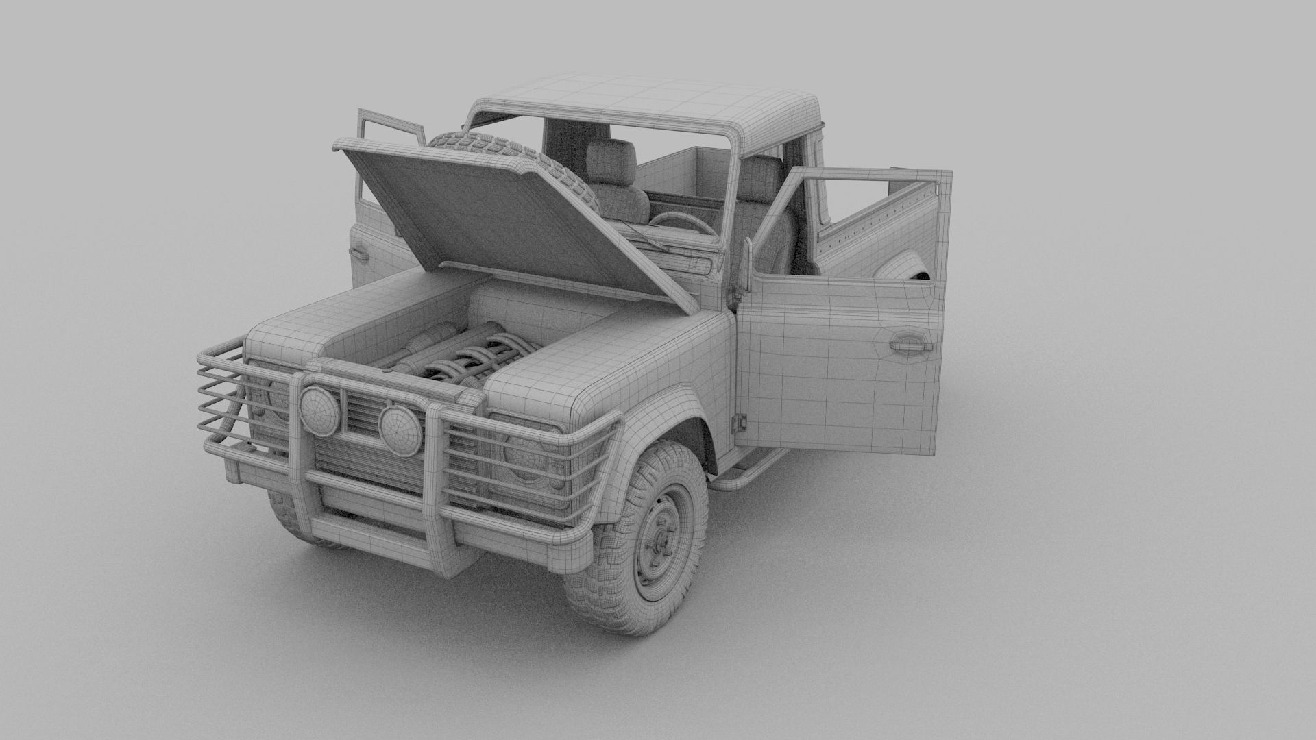 Full Land Rover Defender 90 Pick Up Seethrough 3D model_38
