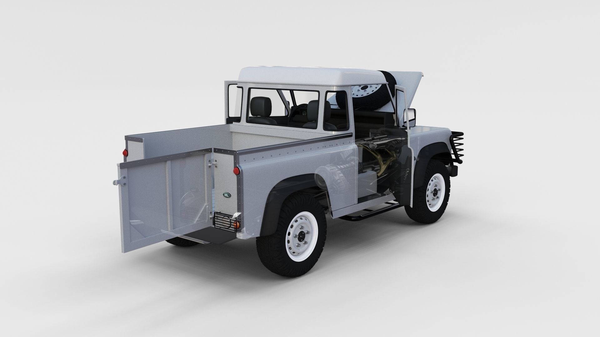 Full Land Rover Defender 90 Pick Up Seethrough 3D model_12