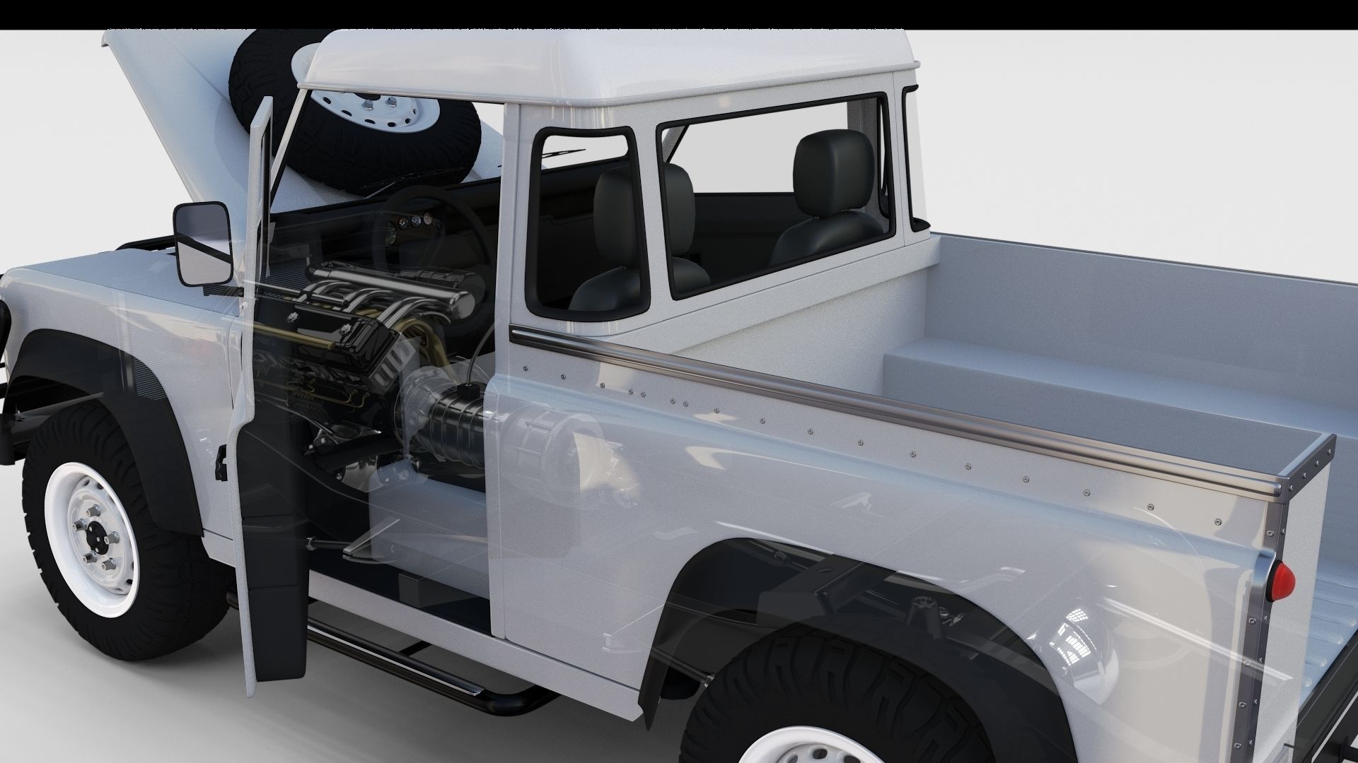 Full Land Rover Defender 90 Pick Up Seethrough 3D model_51