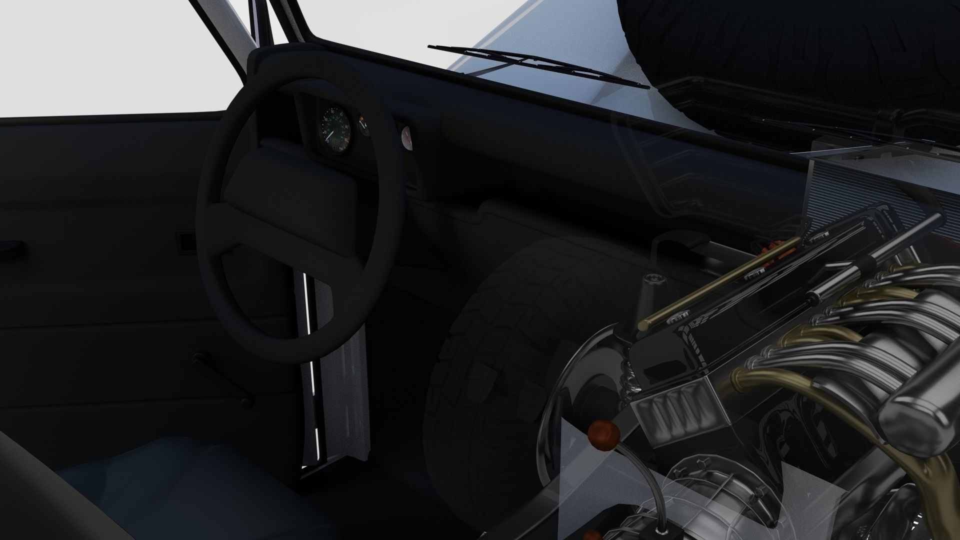 Full Land Rover Defender 90 Pick Up Seethrough 3D model_25