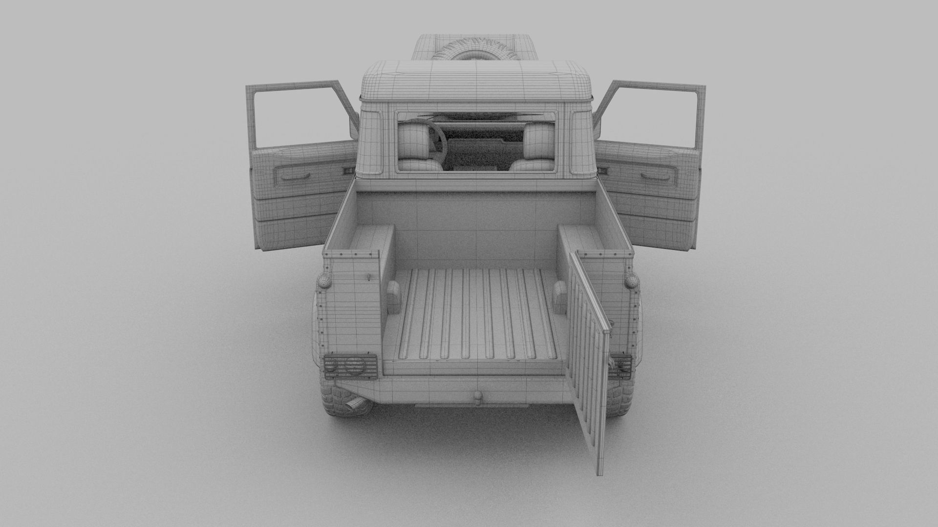 Full Land Rover Defender 90 Pick Up Seethrough 3D model_58